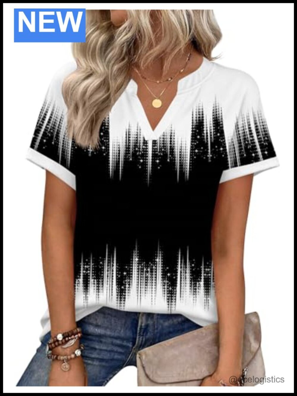 Women's Short Sleeve V Neck Blouse with Rolled Cuffs Casual Work Top